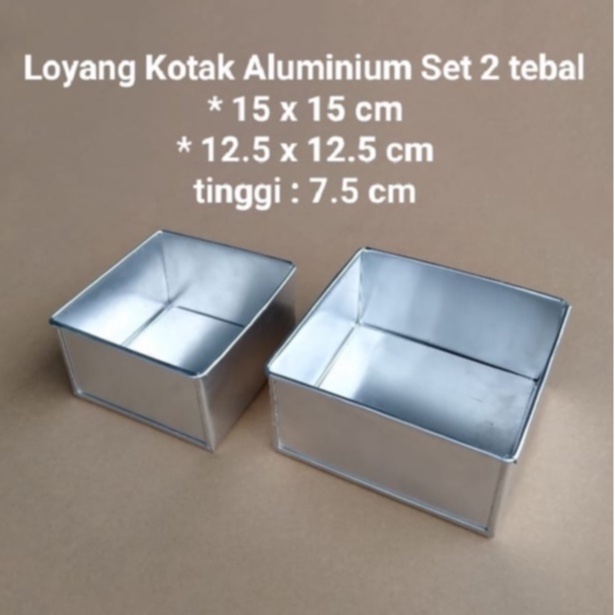 Loyang Kotak Bongkar Pasang Set, isi 2 pcs , bahan aluminium Tebal