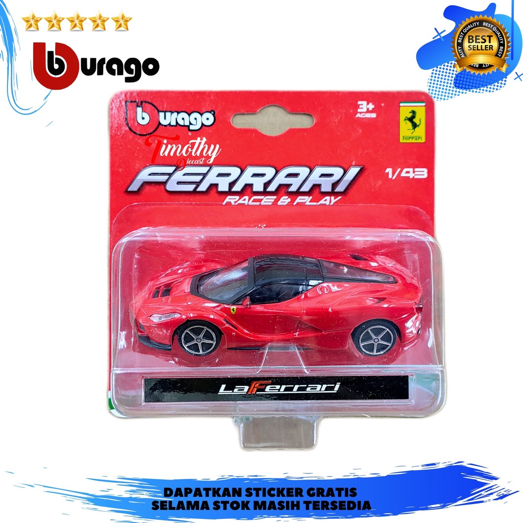 Burago Ferrari Race N Play LaFerrari Merah Timothy Diecast