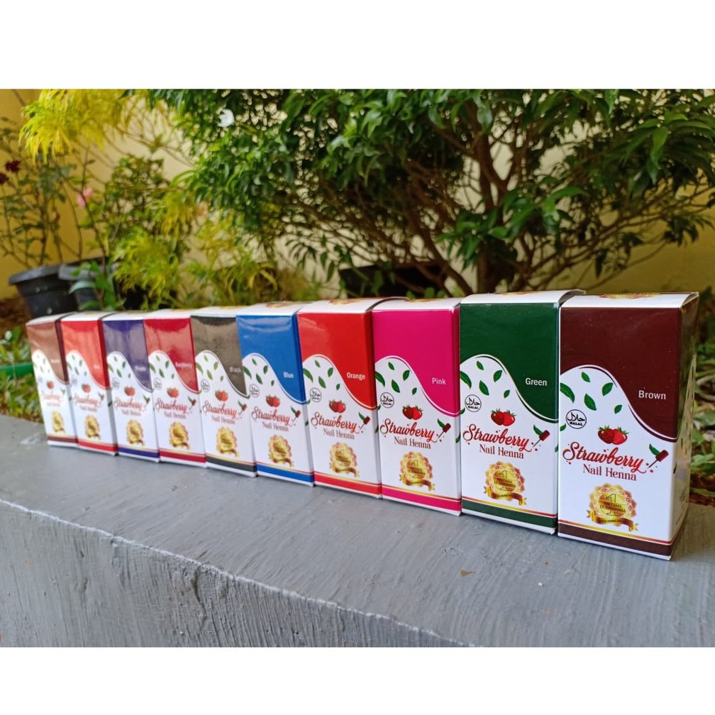 Strawberry Nail Henna 14ml - pacar nail henna original - henna pacar