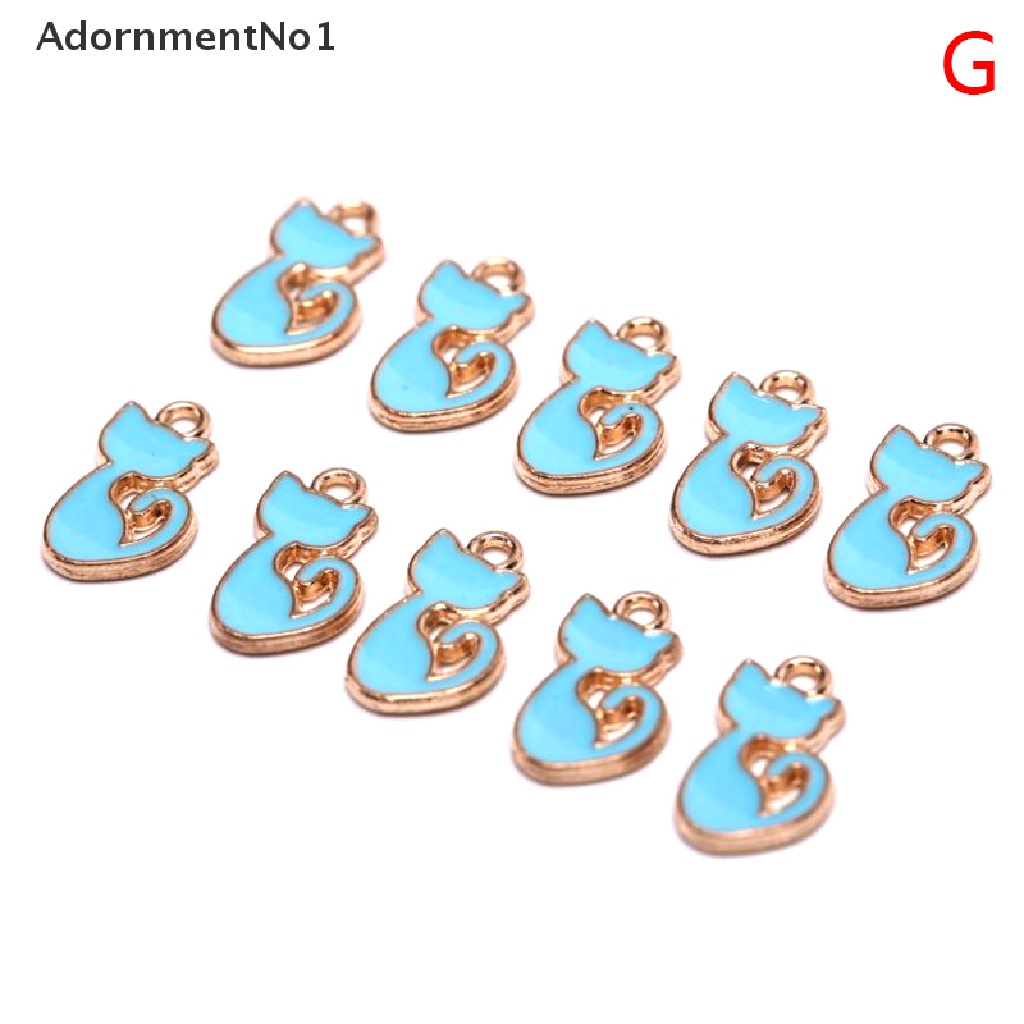 [AdornmentNo1] 10Pcs/Set Enamel Alloy Cat Charms Pendant Jewelry Finding DIY Craft Making Gift  [new]