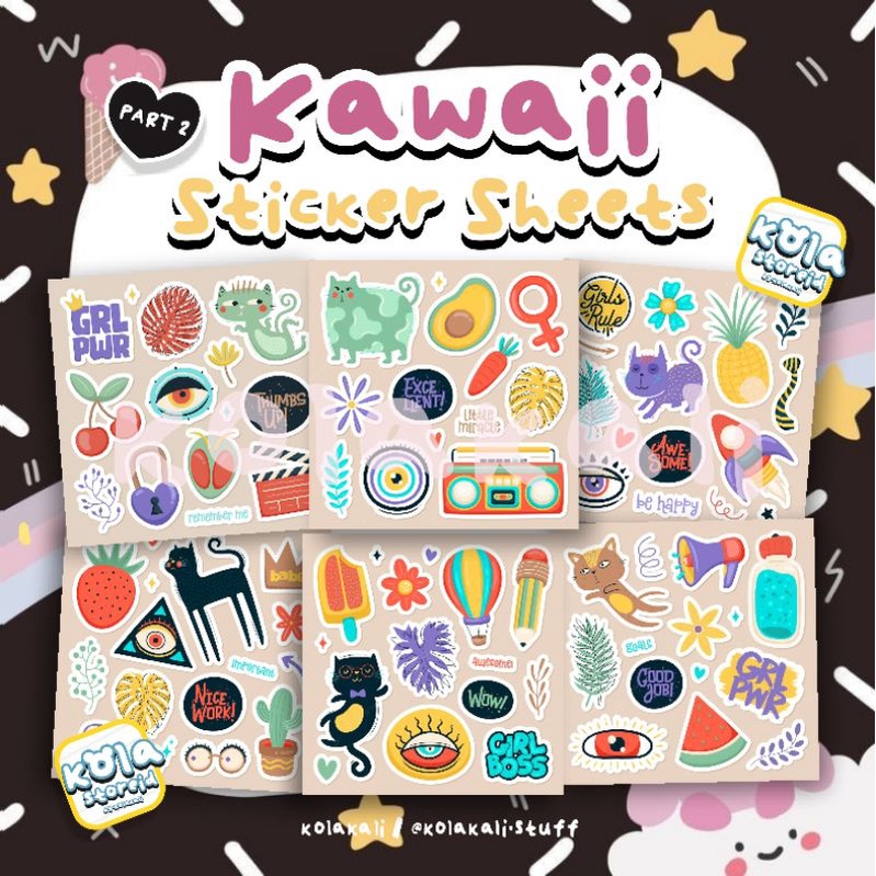 

KAWAII STICKERS SHEETS PART 2 (UNCUT) • KOLAKALI