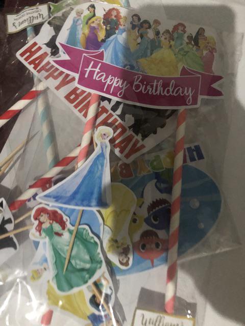 Hiasan Kue Cake Topper Birthday C1 Princesses Isi 7