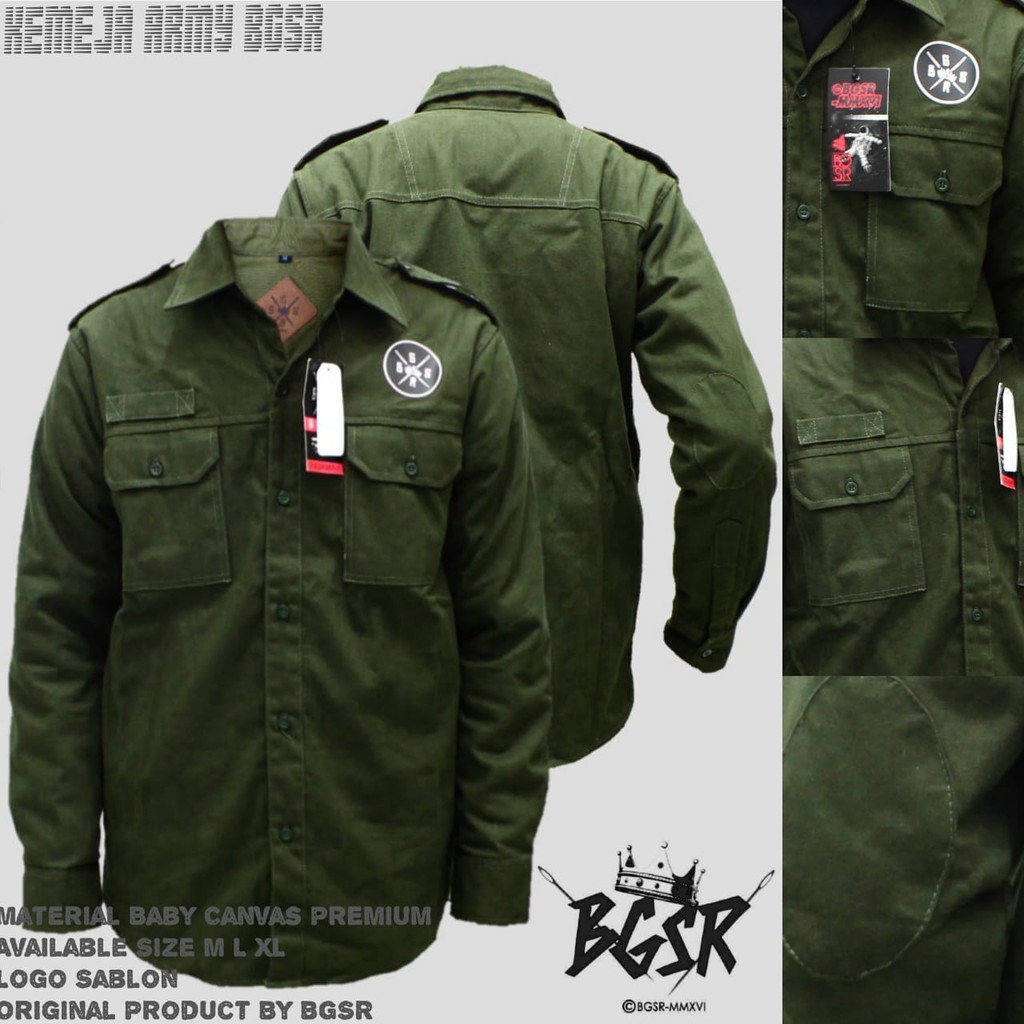 Kemeja Tactikal Kanvas BGSR Original - merah marun