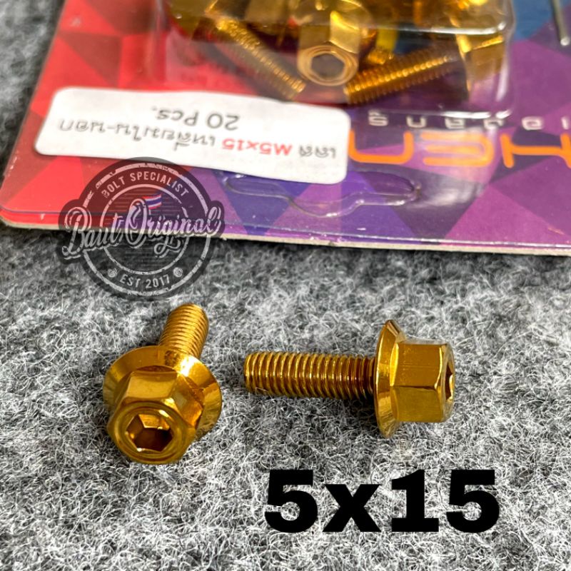 baut probolt 2kunci 2 kunci stainless 5x15 drat 8 panjang 1.5 cm original heng thailand gold