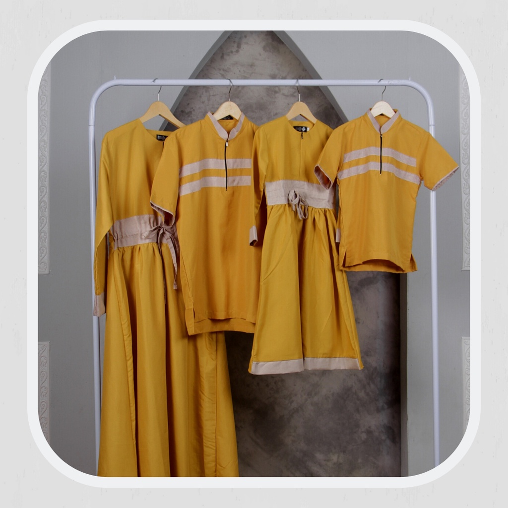 Couple keluarga strip warna mustard / koko couple  / Baju Koko Couple / baju couple keluarga