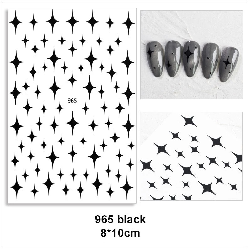 1 Sheet Pack Laser Star Foil Nails Stickers / 3D Manicure Slider Nail Adhesive Tape / Water Transfer Nail Decal / Manicure Art Decorations / Nail Makeup Tools