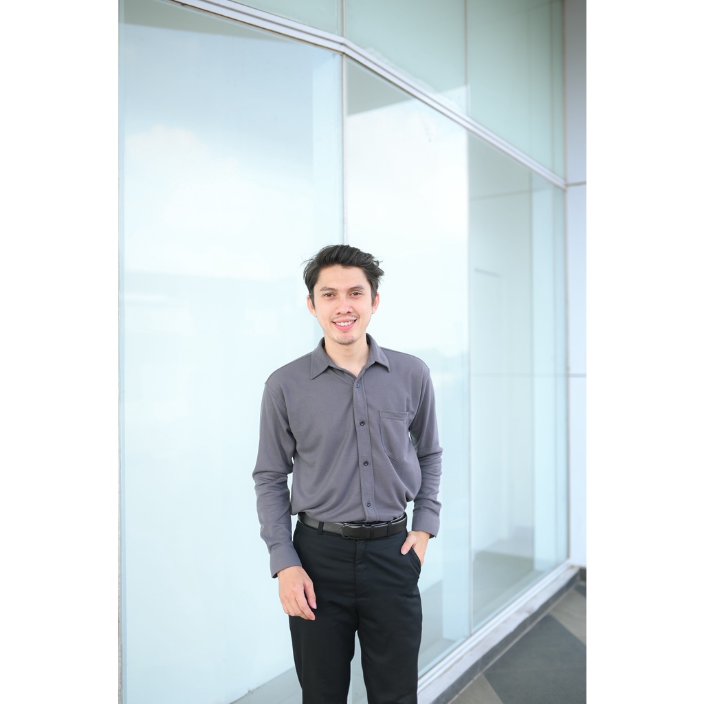 VANODAILYWEAR KEMEJA PRIA LENGAN PANJANG KEMEJA PIQUE DARK GREY