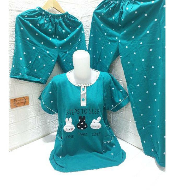Terlaris.. BAJU TIDUR WANITA 3 IN 1 BAJU TIDUR WANITA DEWASA BAJU TIDUR KAOS PIYAMA WANITA KAOS