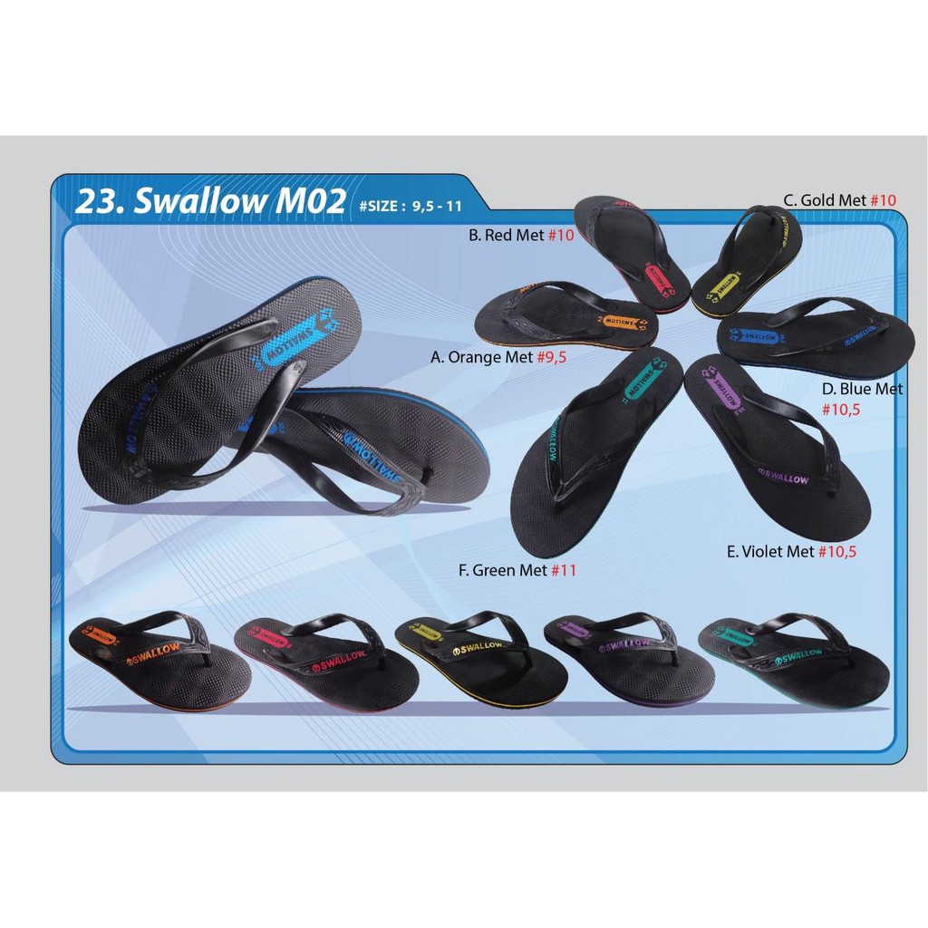 Sandal Jepit Swallow Hitam M02 Pria Wanita Anak (Bisa Eceran)