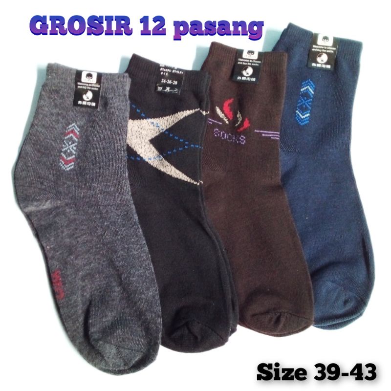 Kaos Kaki Pria Kerja/isi 12 pasang/Kaos Kaki Pria  Pendek 3/4 betis/Kaos Kaki Pria Grosir