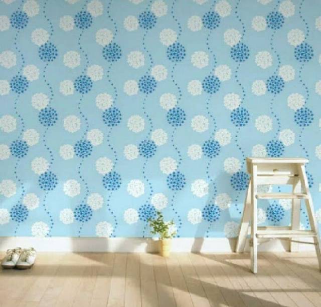 Wallpaper stiker dinding motif dandelion biru cerah