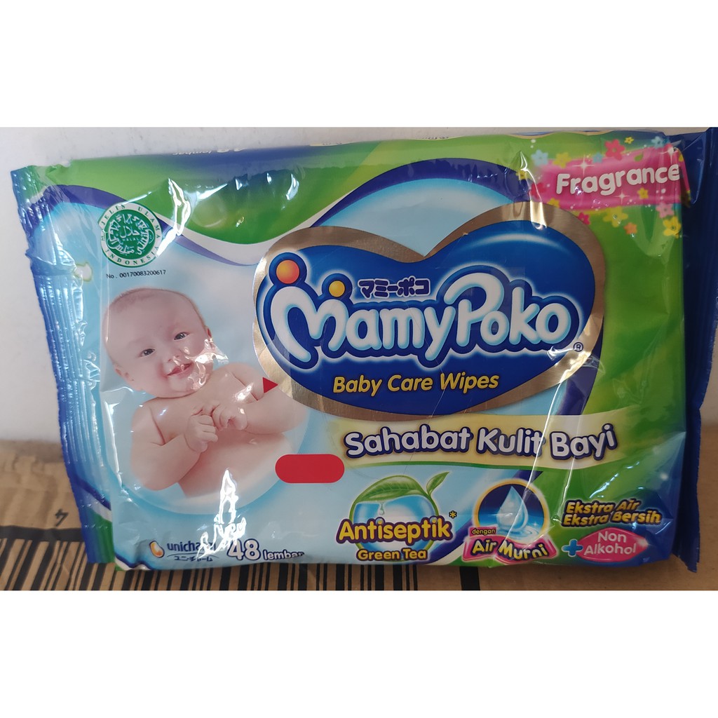 Mamypoko Baby Wipes Antiseptik Green tea - 48's, hand&amp;mouth 50's