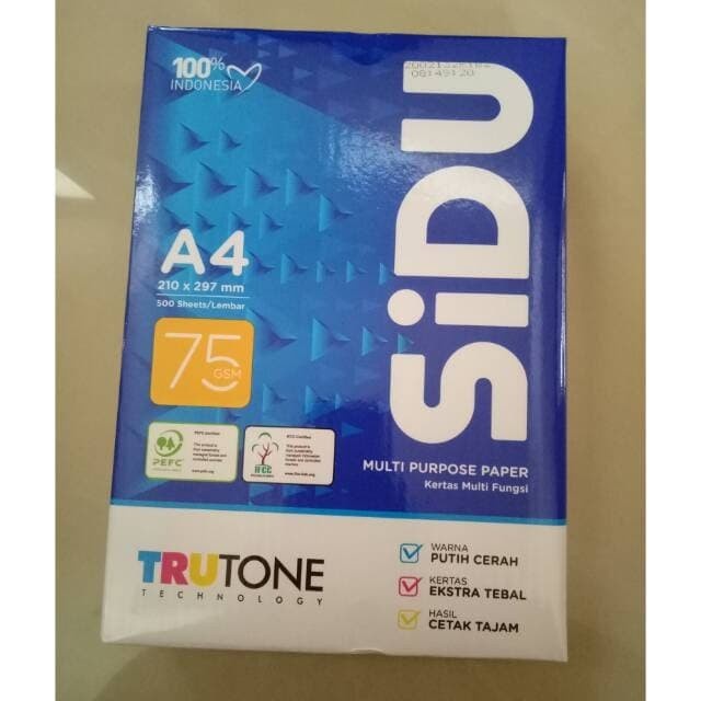 

Sidu Paper HVS A4 75 gsm / Hvs Sinar Dunia A4 75 gsm