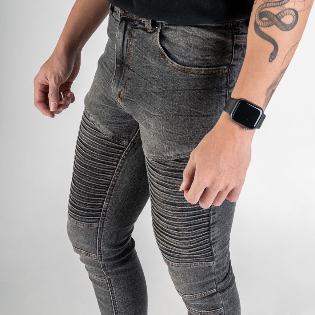 UNITEDJEANS - Celana Jeans Pria Bahan Stretch Denim - Biker Jeans - Misty Grey - (UJB-11)