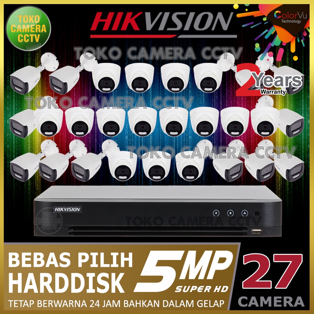 PAKET CCTV HIKVISION COLORVU 5MP 32 CHANNEL 27 KAMERA