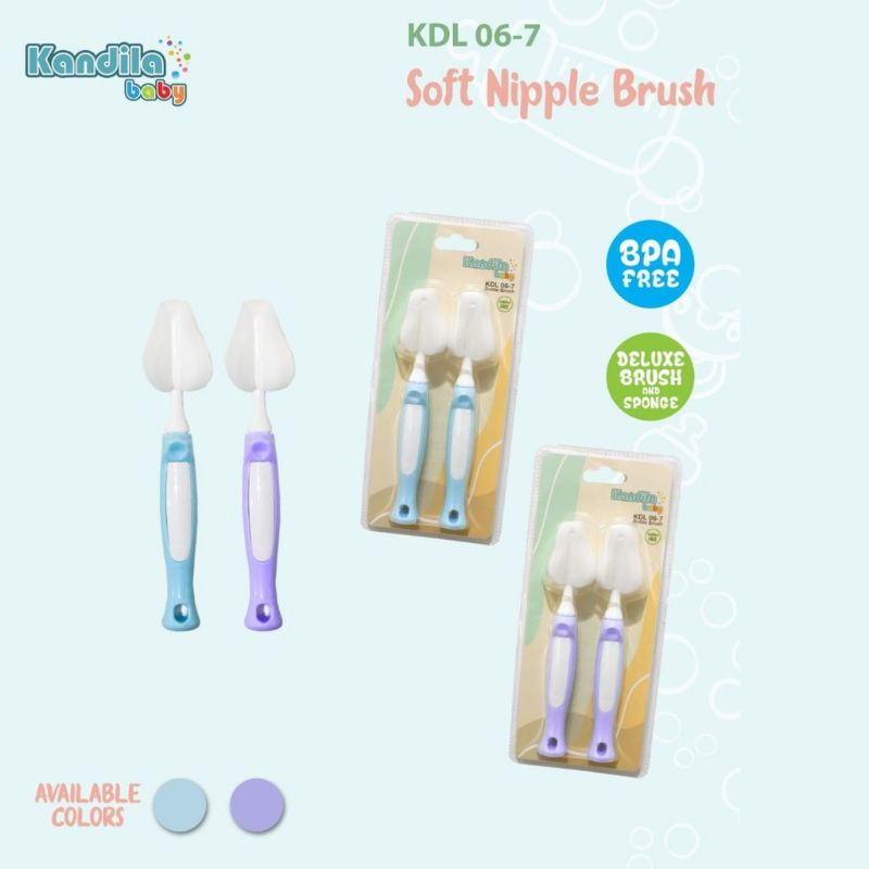 Kandila Soft Nipple Brush KDL06-7 Kandila Spons Pembersih Dot Bayi Sikat Dot Bayi Pembersih Corong Asi Sikat Spons Pembersih Botol Asi