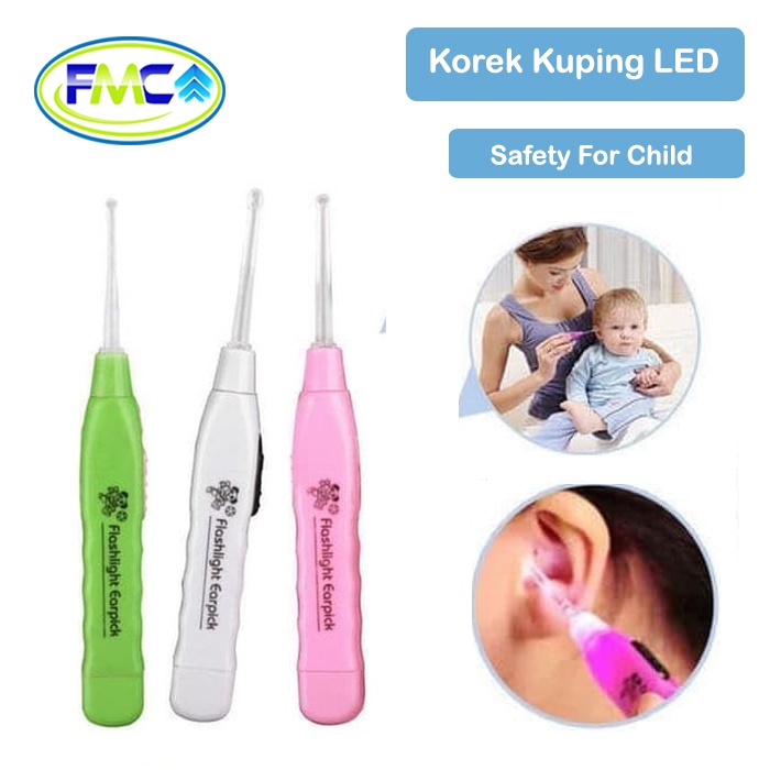 Korek Kuping Elektrik LED Lampu Pembersih Telinga Flashlight Earpick Aman Untuk Anak