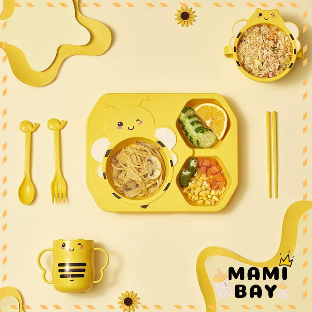 Mamibayi Piring Makan Anak Lebah Lucu / Peralatan Makan Anak Karakter Set Bpa Free