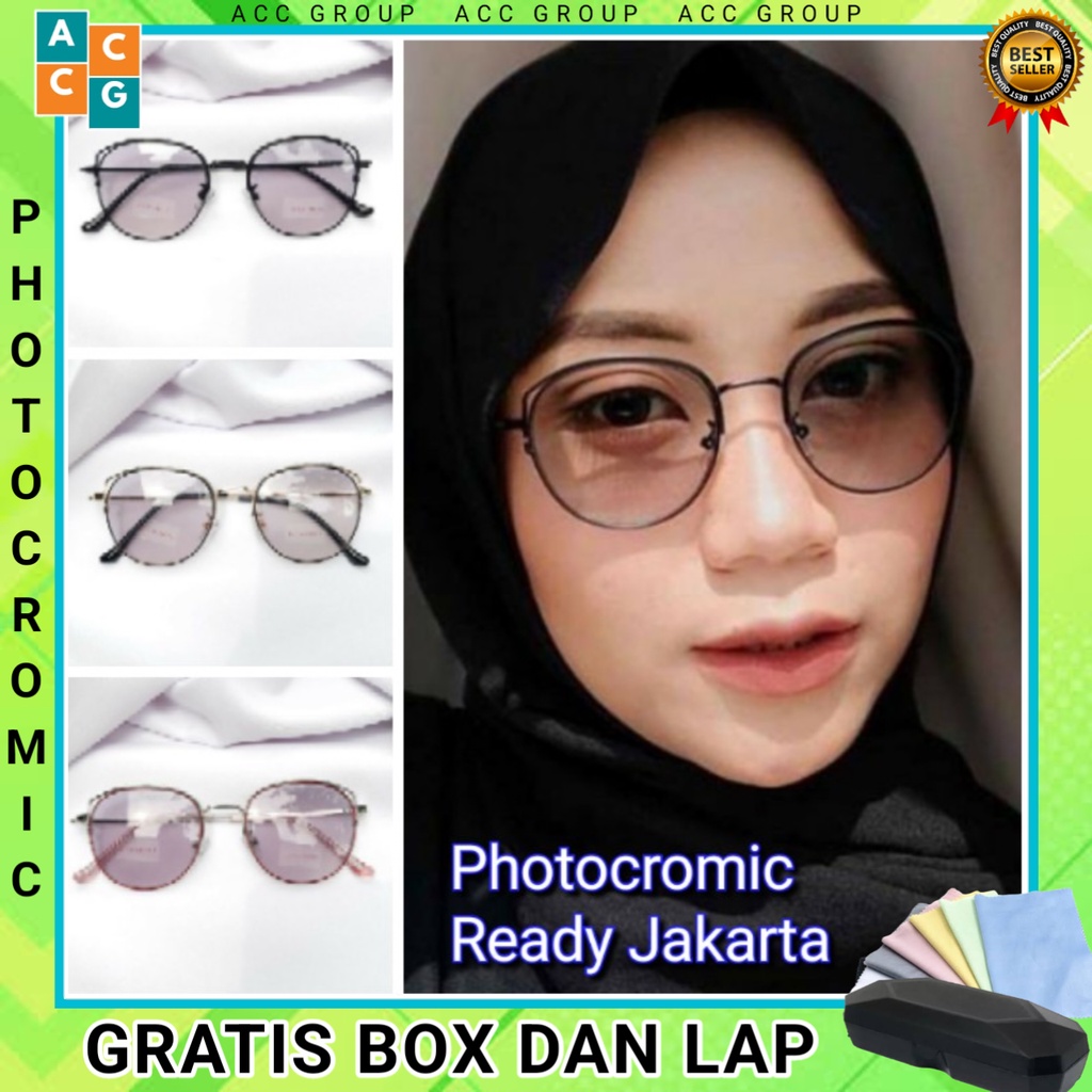 VIRAL/Kacamata Photocromic Retro Vintage Fashion Wanita Pria Berubah Warna Frame Optik AntiRadiasi