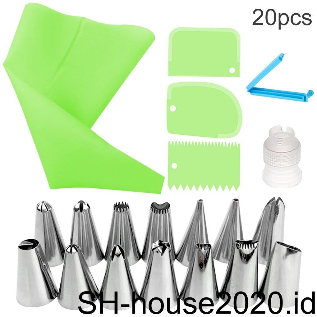 (house2020) 20pcs / Set Spuit Piping Icing Bentuk Bunga Untuk Dekorasi Kue