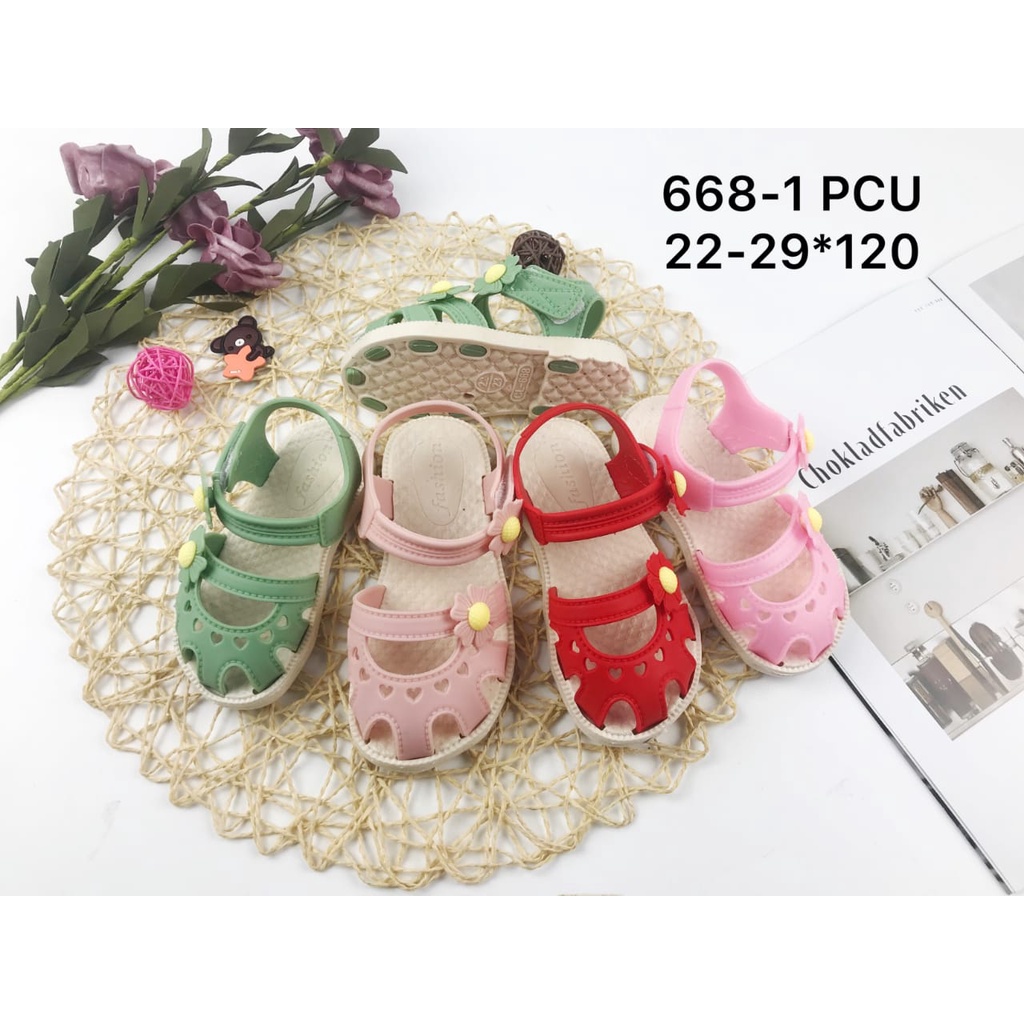 CUCI GUDANG SANDAL LET ANAK MOTIF BUNGA DAISY ALINA 668-1