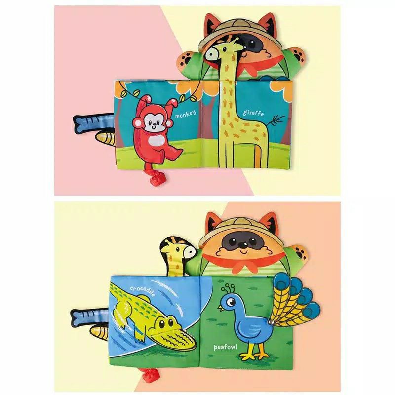 2in1 Animal Hand Puppet Softbook Buku Boneka Anak