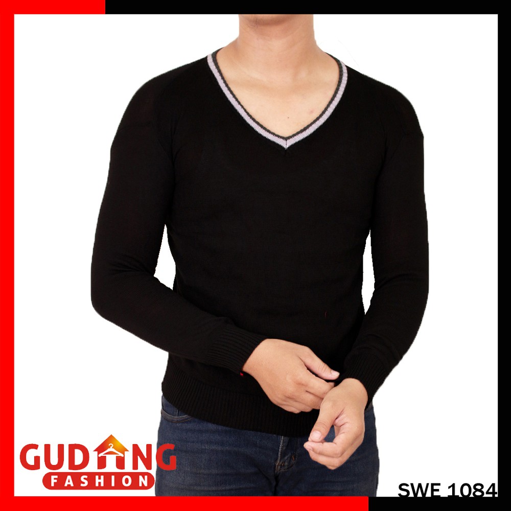 Sweater Rajut Polos Vneck Basic - SWE 1084