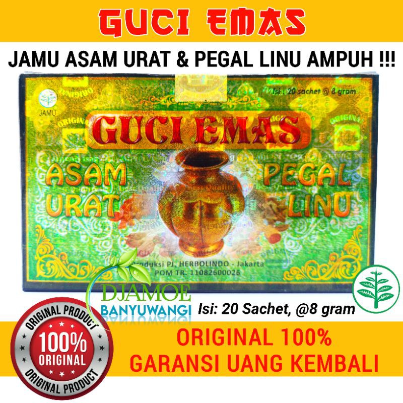 Obat Herbal Jamu serbuk GUCI EMAS Asam Urat Pegal Linu Asli Original 100%