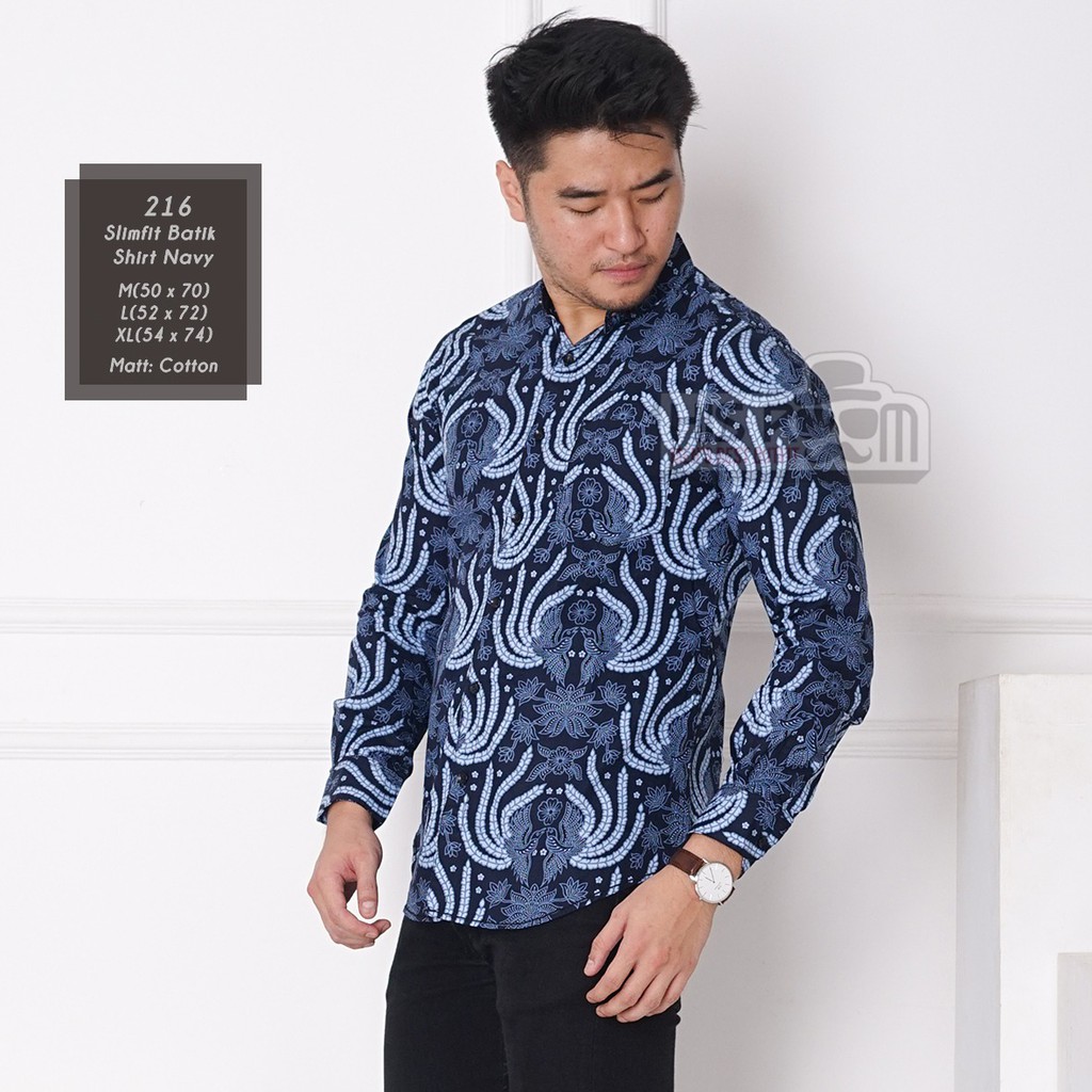 HSRM - Kemeja Batik Pria Lengan Panjang Kemeja Batik Modern Hem Batik Pria Slimfit 215 216