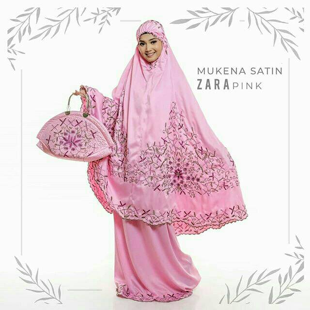 Mukena Satin Bordir Zara Pink