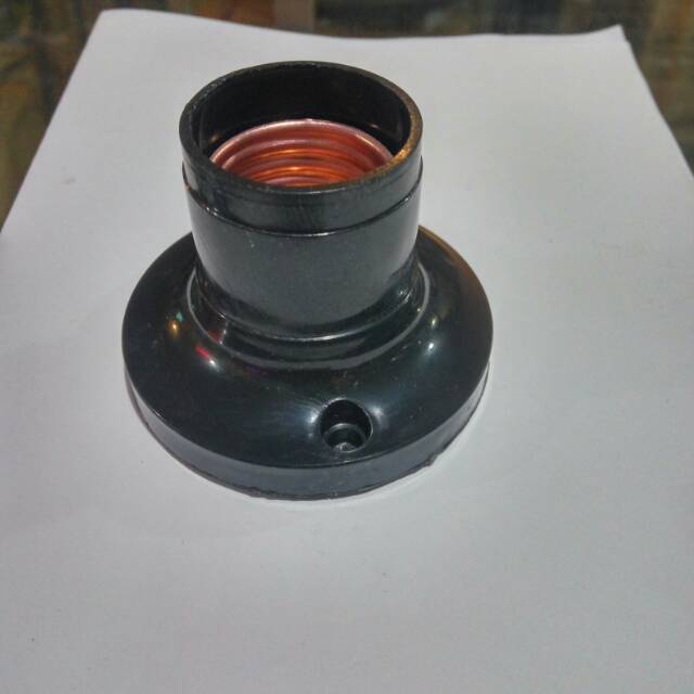 Fiting tempel / fiting plafon SNI bulat hitam kecil murah ecer grosir fiting lampu