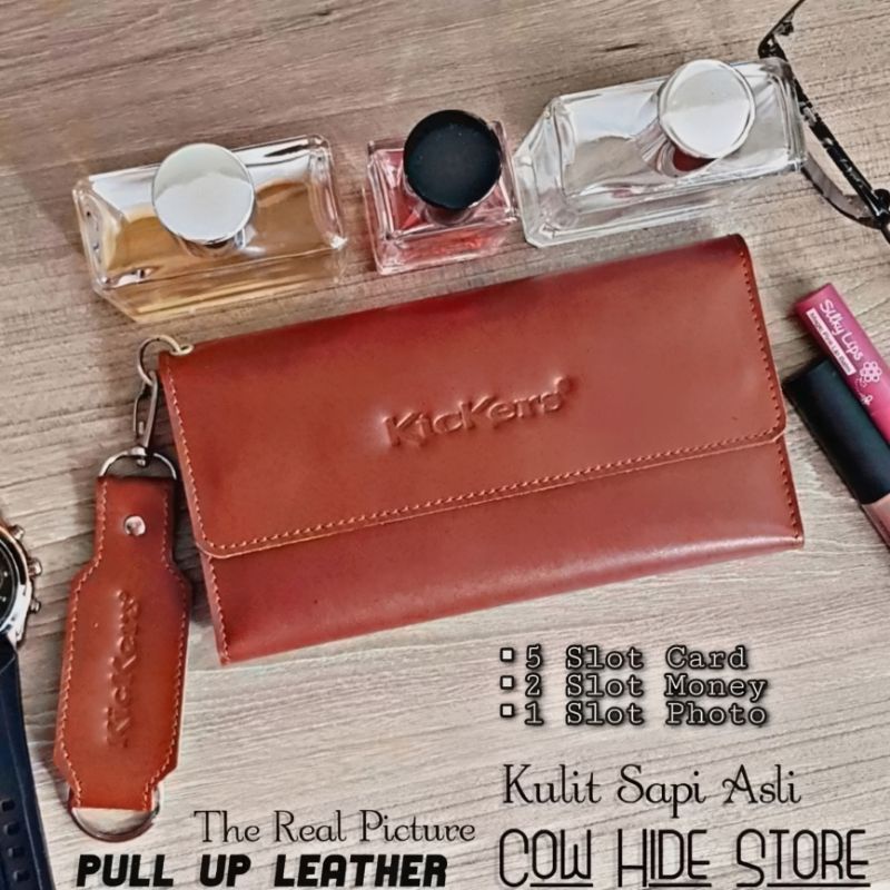 Dompet Panjang Wanita Kulit Asli Emboss Kickers - 9 Slot