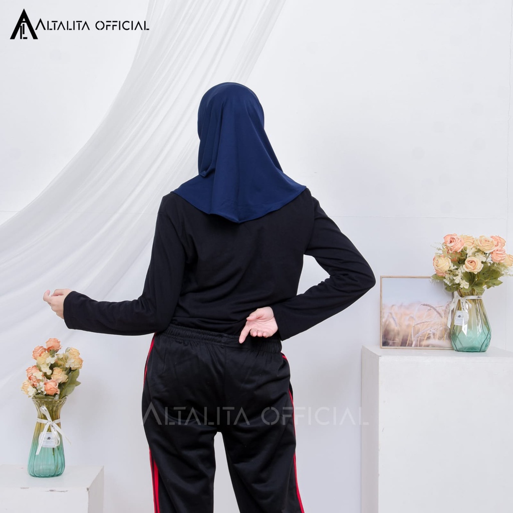 Altalita - Jilbab Bergo Sporty Instan pet Bahan Jersey Spandek Premium Polos Cocok Untuk Sekolah Olahraga dan Sehari-Hari