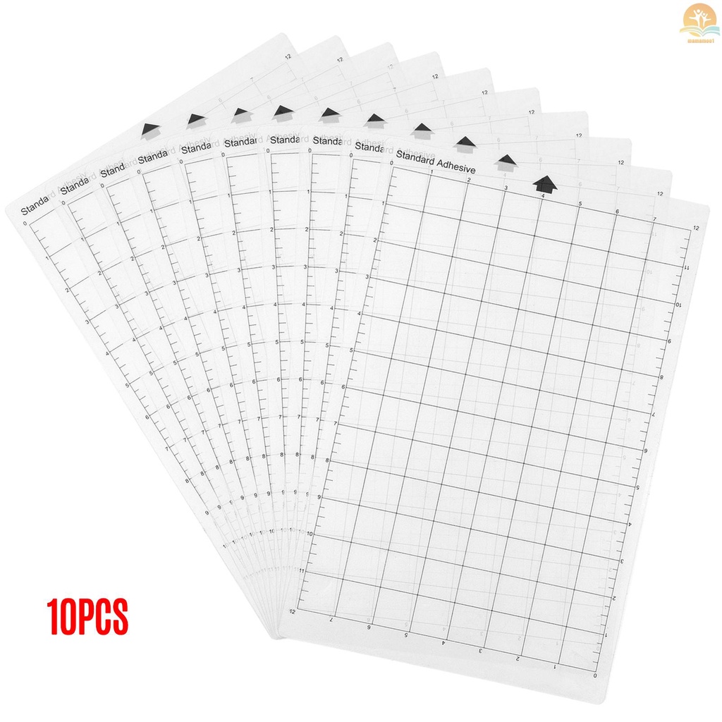 Replacement Cutting Mat Transparent Adhesive Cricut Mat Mat with Measuring Grid 8 by 12-Inch for Silhouette Cameo Cricut Explore Plotter Machine 10PCS