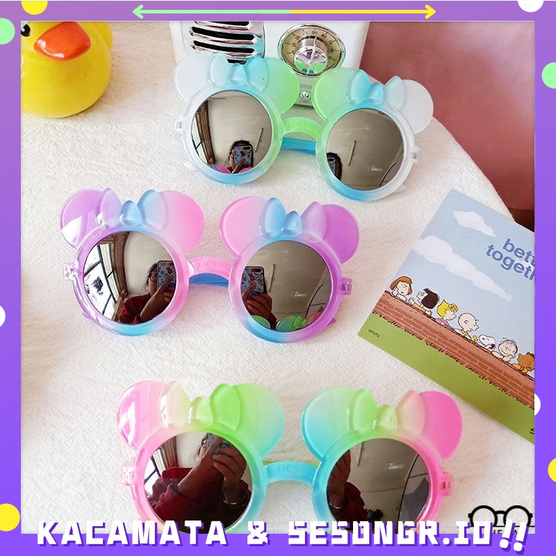 Kacamata Anak Laki-laki / Perempuan Lensa Flat Motif Kartun Gaya Korea  - An