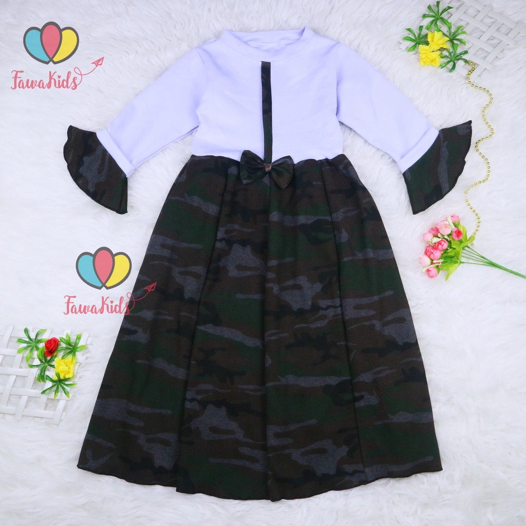 (ABRI) Gamis Farissa 6-7 Tahun / Baju Anak Muslim Dress Panjang Ngaji Lengan Anak Perempuan Syar’i