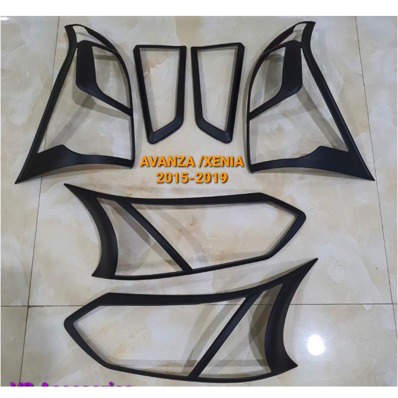 Paket cover/garnish lampu depan belakang AVANZA 2015-2018 Blacktivo