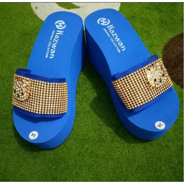 Sandal wanita hazwan slop biru