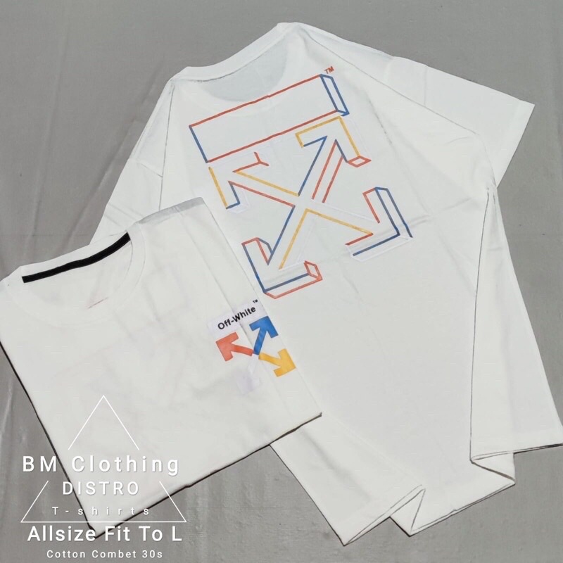 OFF WHITE KAOS OFF WHITE BAJU KAOS T SHIRT ATASAN DISTRO PRIA WANITA COWOK CEWEK GAMBAR BELAKANG OFF