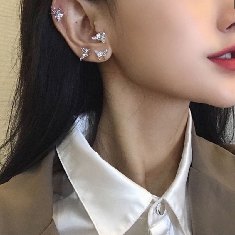 Butterfly Anting Klip Desain Kupu-Kupu Gaya Simple Serbaguna Untuk Aksesoris