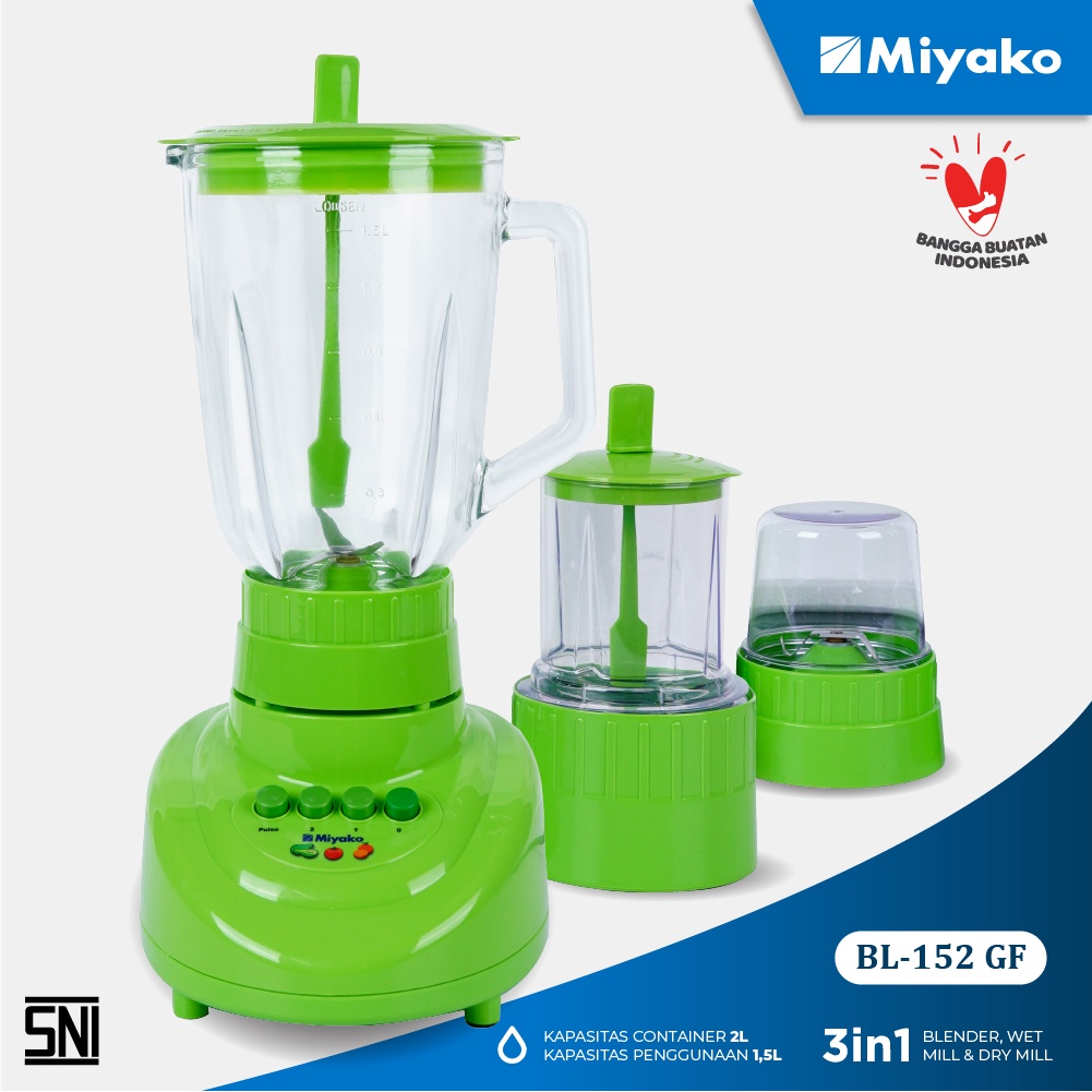 Miyako Blender Kaca BL 152GF / BL 152 GF - [3in1] - Hijau