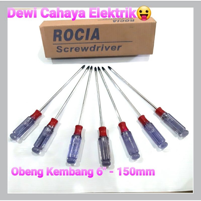 Obeng Kembang Ujung Magnet 6 inchi x 150mm -  ( +) Rocia