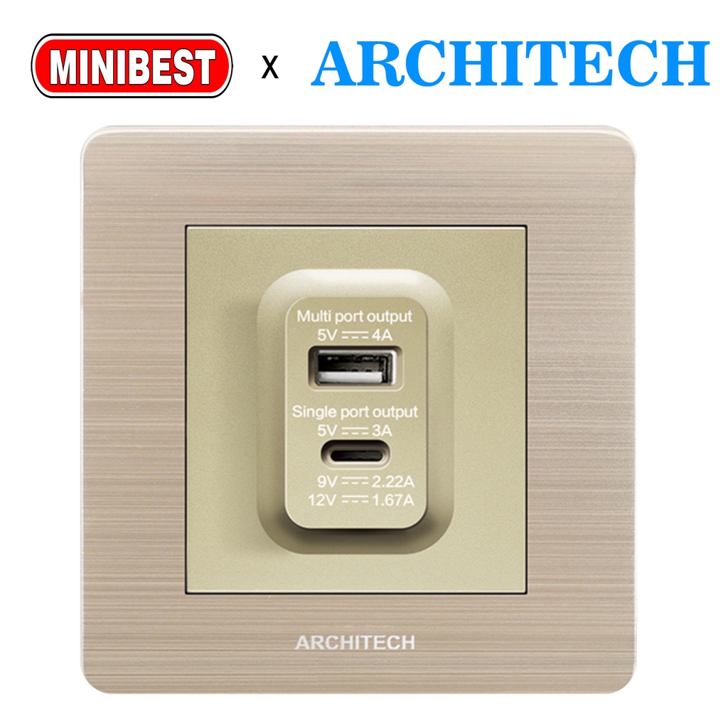 MINIBEST ARCHITECH INFINITY GOLD / SAKLAR USB / STOP KONTAK COLOKAN A63 NEW 2.3