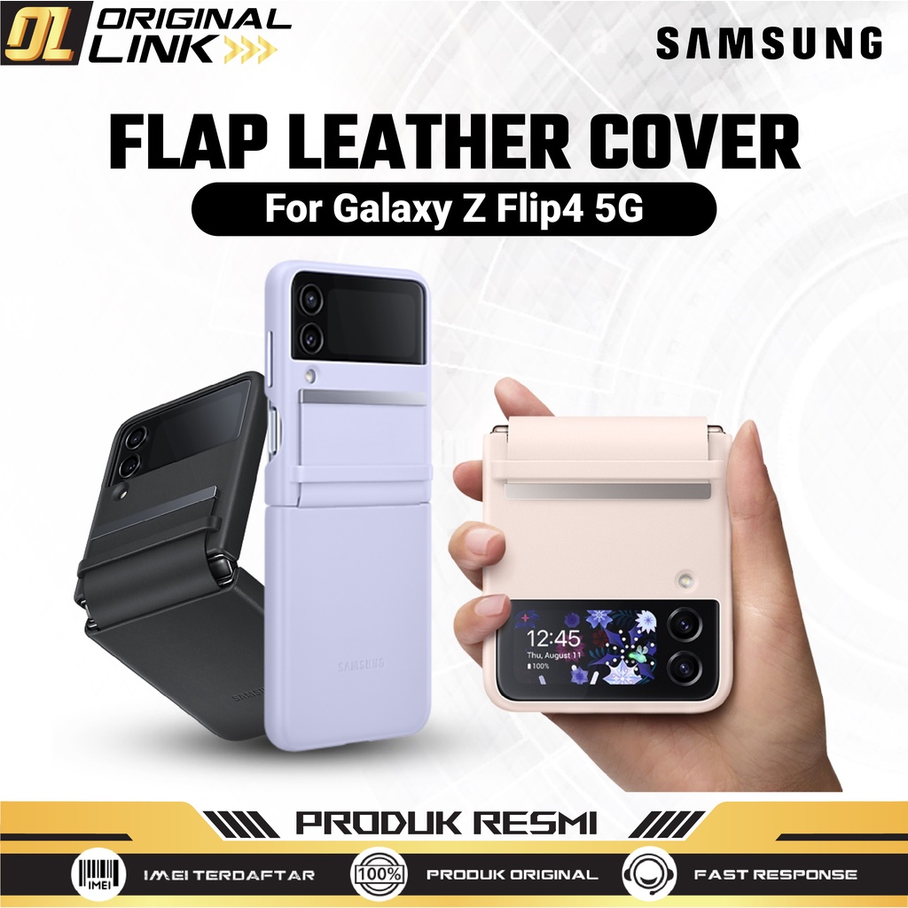 Casing Samsung Galaxy Z Flip4 5G Leather Cover Hardcase Case Bahan Kulit Kesing Pelindung Hp