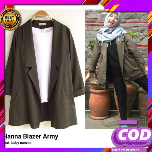 Blazer Wanita Biru Electrik / Jas Wanita / Jas Kantor / Blezer Wanita  Nara Grosir - Hanna Blazer L