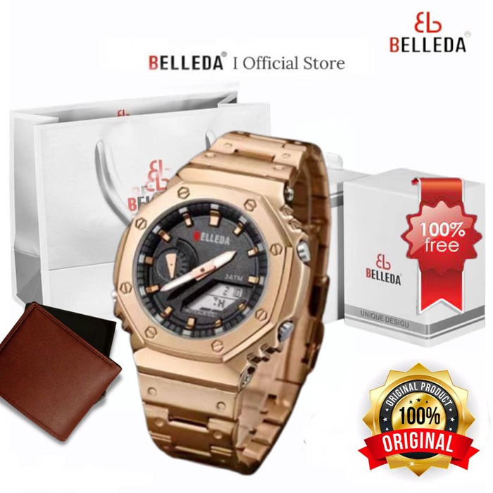 BISA COD Jam Tangan Pria Terbaru BELLEDA 9341 Watch Tahan Air Stainlees Steel rantai analog digital 