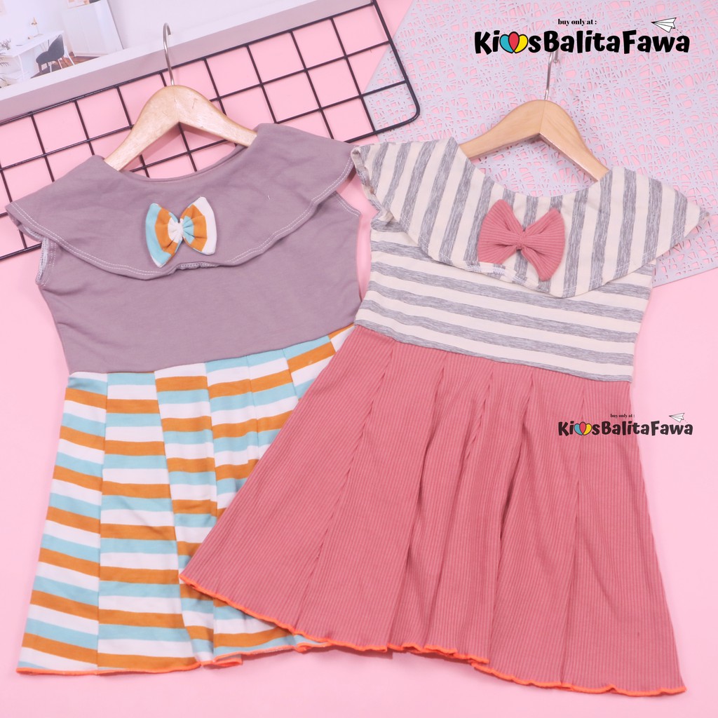 Dress Tiara uk 2-3 Tahun / Baju Dres Motif Anak Perempuan Murah Pakaian Harian Cewek Import