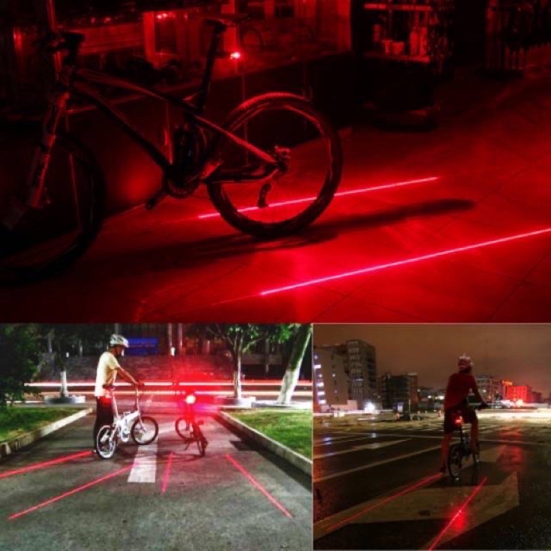 PROMO Paket Lampu Sepeda Depan dan Belakang Laser Lamp