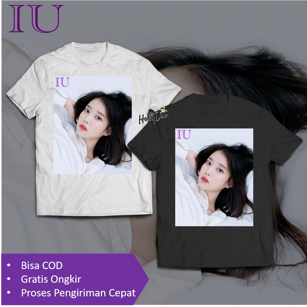 Kaos Cute IU Photo T-Shirt Lee Ji-eun Bahan Nyaman dan Halus