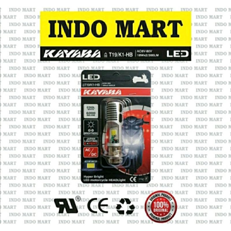 Lampu Led Depan KAYABA Original AC/DC 18Watt K1 T19 YAMAHA Mio Jupiter Vega SUZUKI Satria Smash Spin